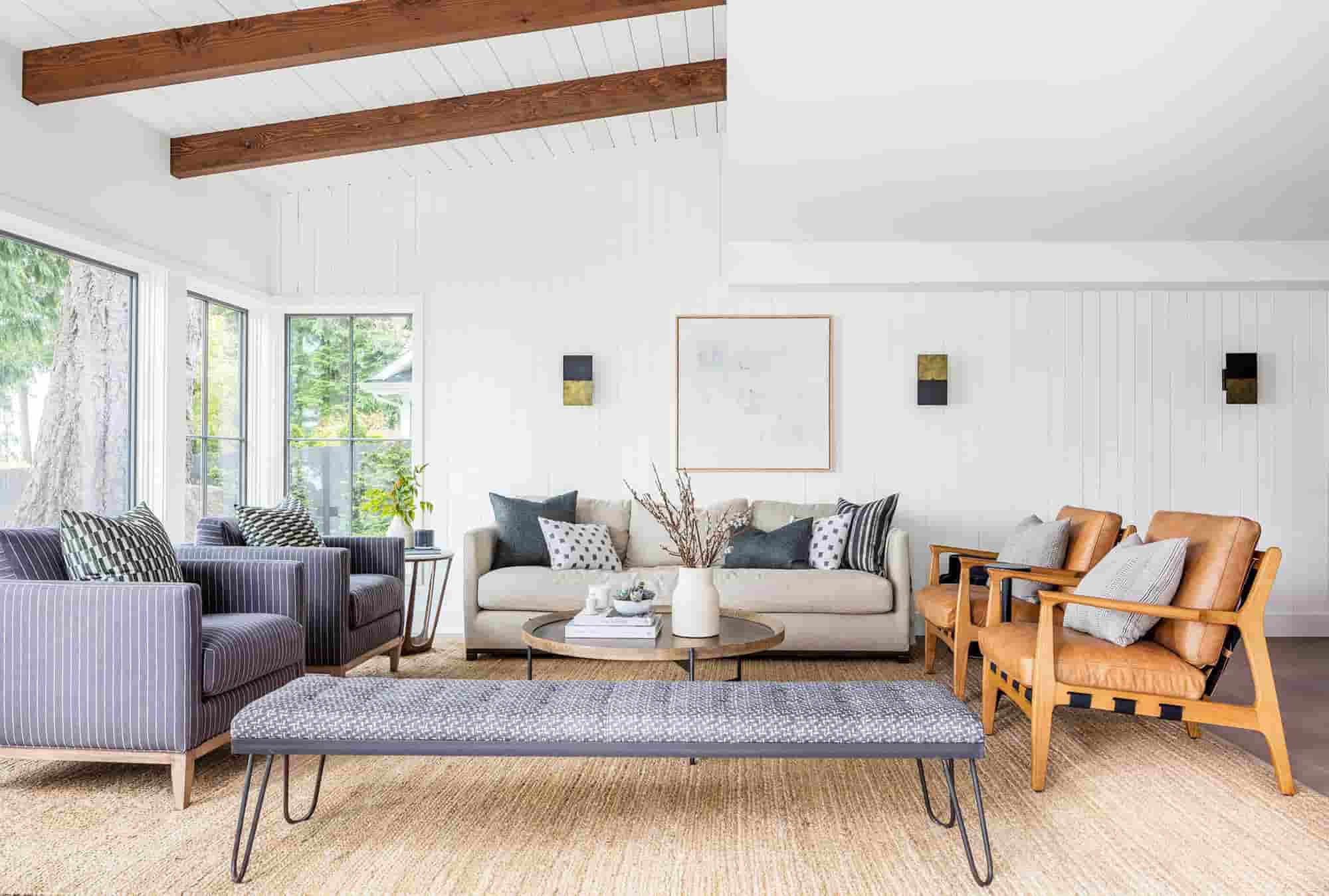 personalized small living room, minimal decor, framed art, cozy modern styling